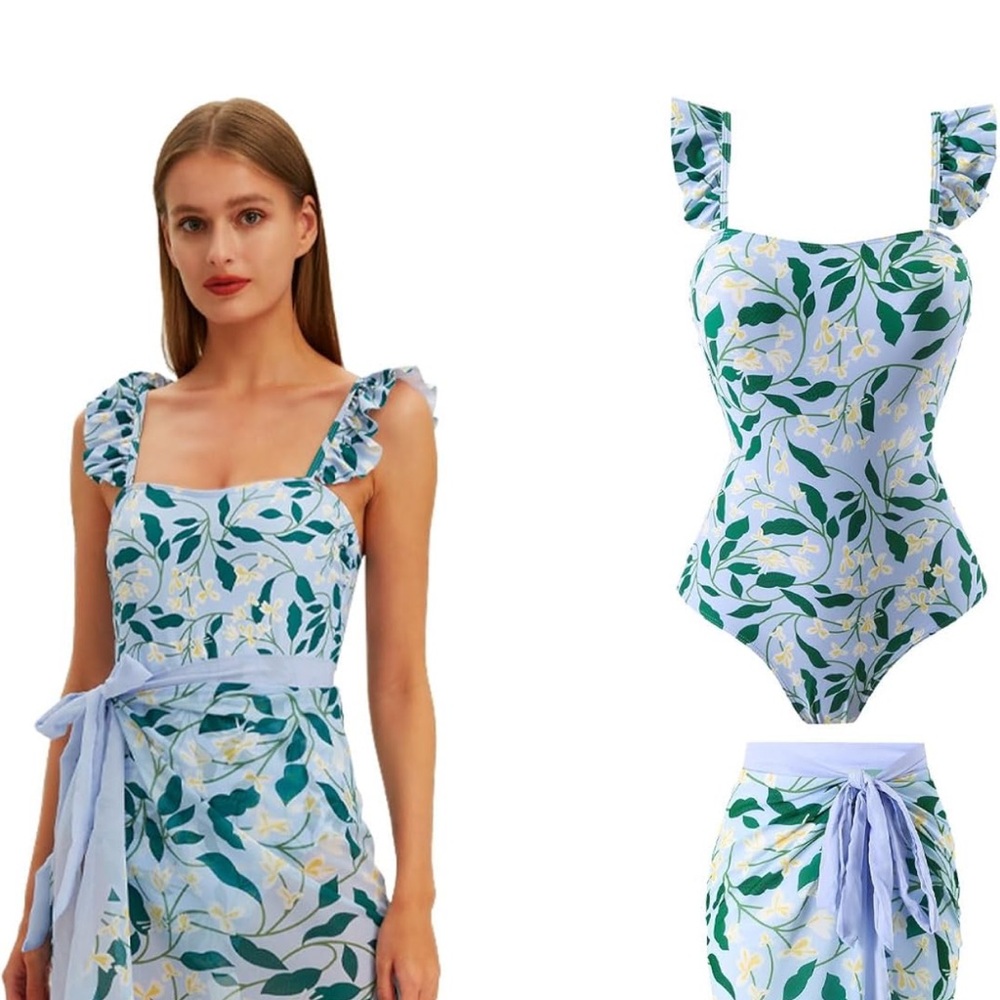 One piece bathing suit with surong, Large
